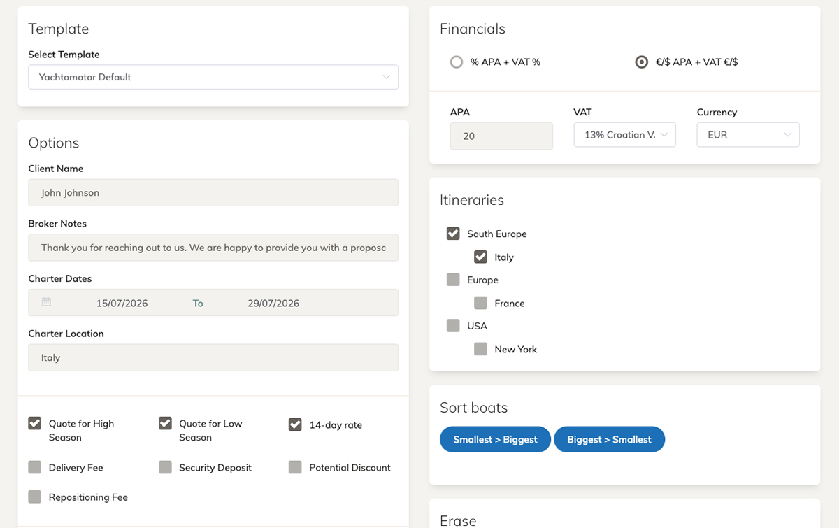 Template en Opties Interface